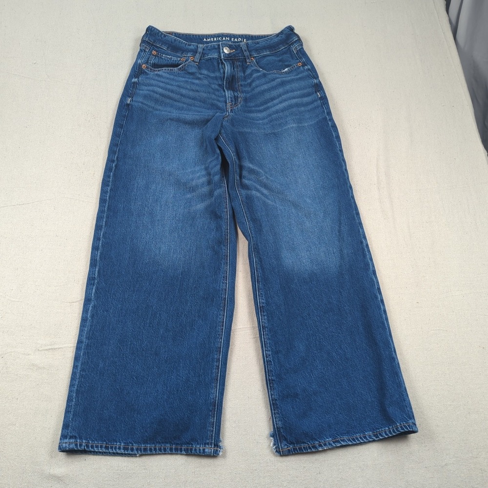 American Eagle Pants Womens 6 Blue Super High Rise Baggy Wide Leg